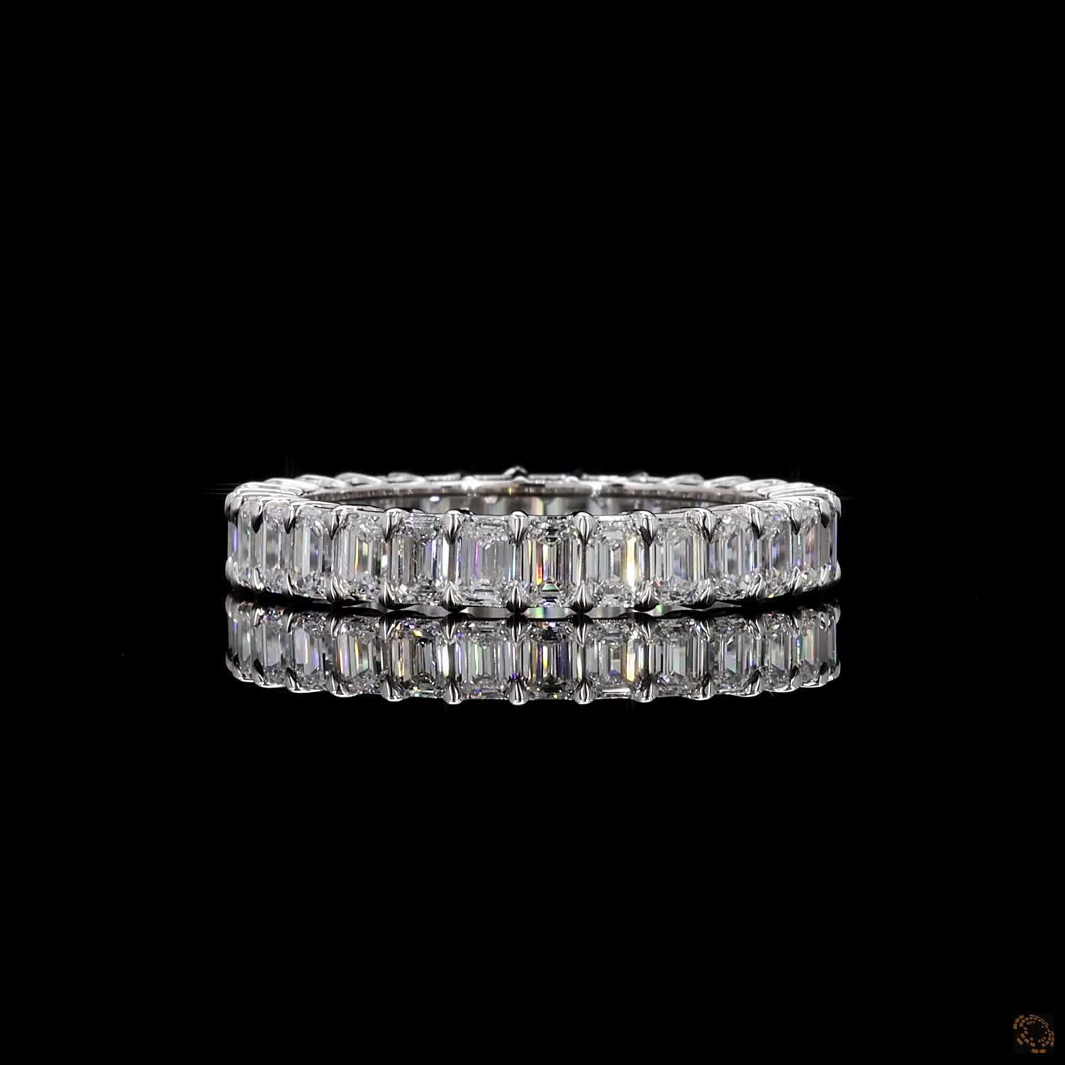 2.94 Cts Emerald Cut Diamond Wedding Band 14k White Gold