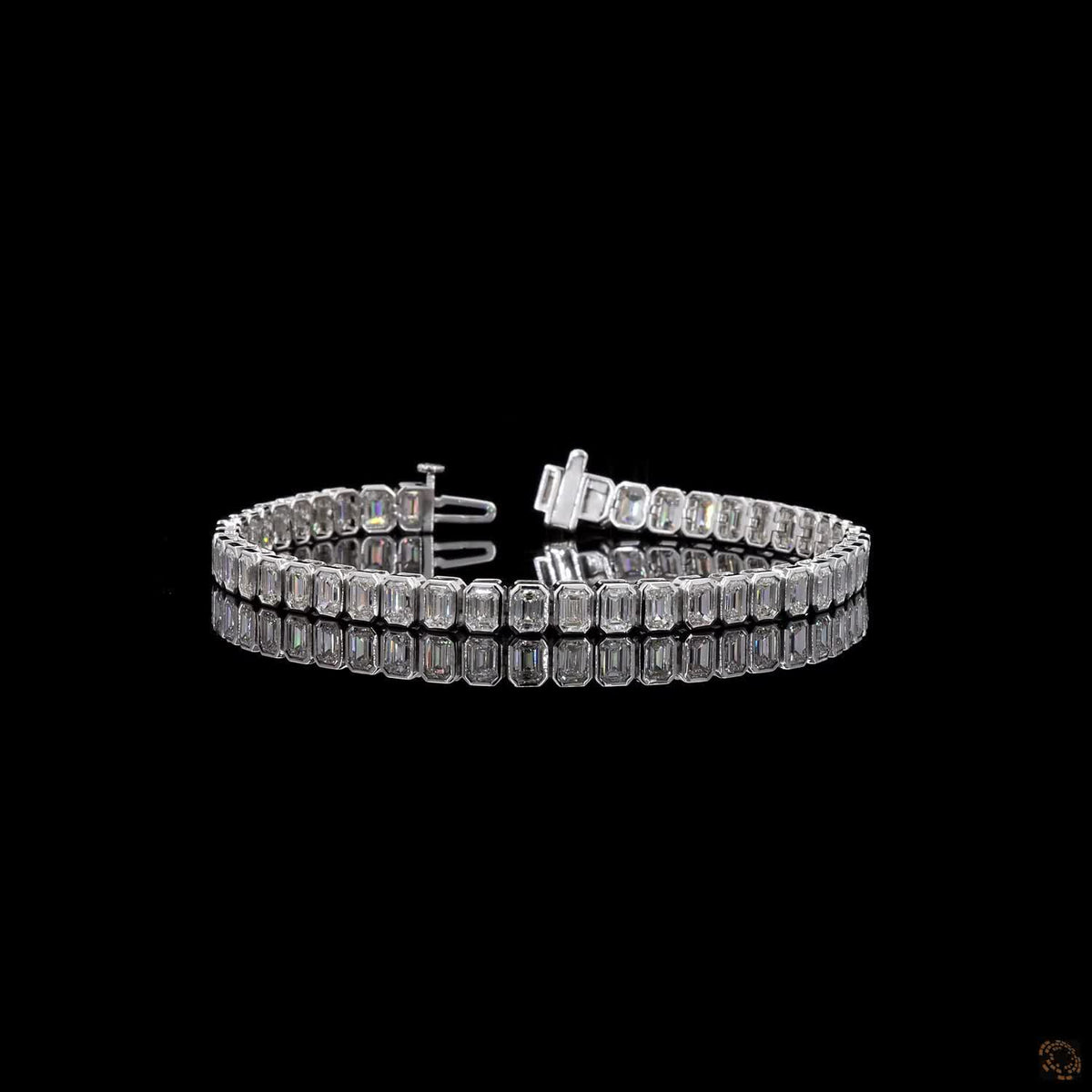 9.56 Ct Large Emerald Cut Diamond Tennis Bracelet, White Gold Bezel Diamond Bracelet, High Carat Emerald Tennis Bracelet, Statement Bezel Diamond Bracelet