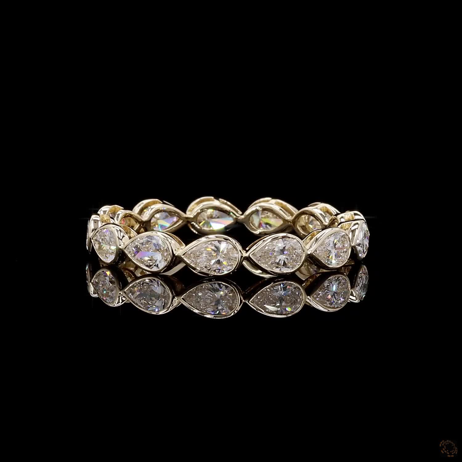 3.24 Ct Horizontal Pear-Shaped Diamond Full Bezel Eternity Ring