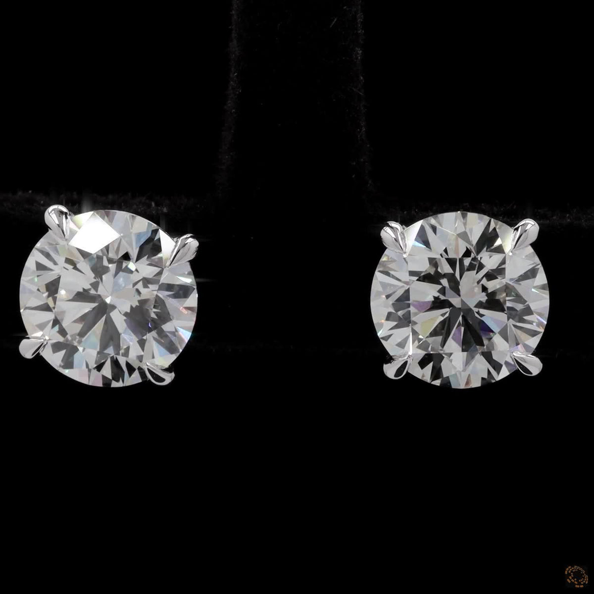 4.15 Ct 14K White Gold Round Cut Diamond Solitaire Stud Earrings