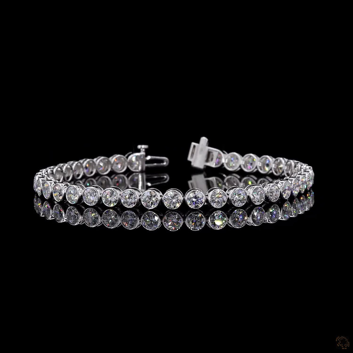 10.02 Ct Bezel-Set Round Diamond Tennis Bracelet in White Gold