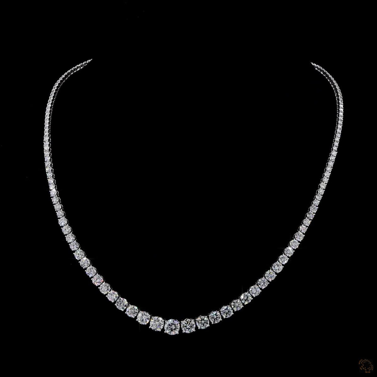 17.68 Ct Graduated Round Cut Lab-Grown Diamond Tennis Necklace in 14K White Gold
