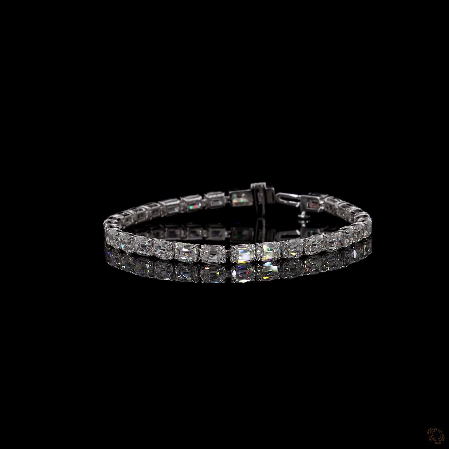13.23 Ct Radiant Cut Tennis Bracelet in 14K White Gold | 4-Prong East-West Radiant Eternity Line Bracelet