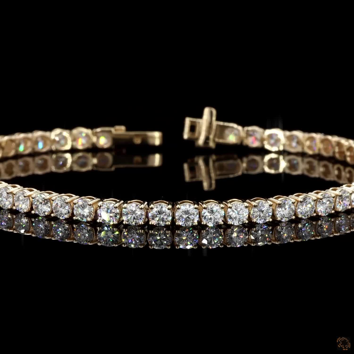 5.92 Ct Classic Round Cut Tennis Bracelet in 14K Yellow Gold | Standard 4-Prong Diamond Alternative Line Bracelet