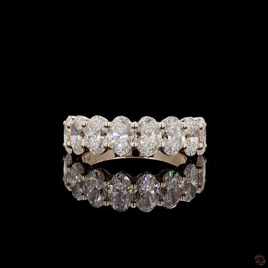3.22 Ct Oval Lab Diamond Eternity Band - 14K Yellow Gold