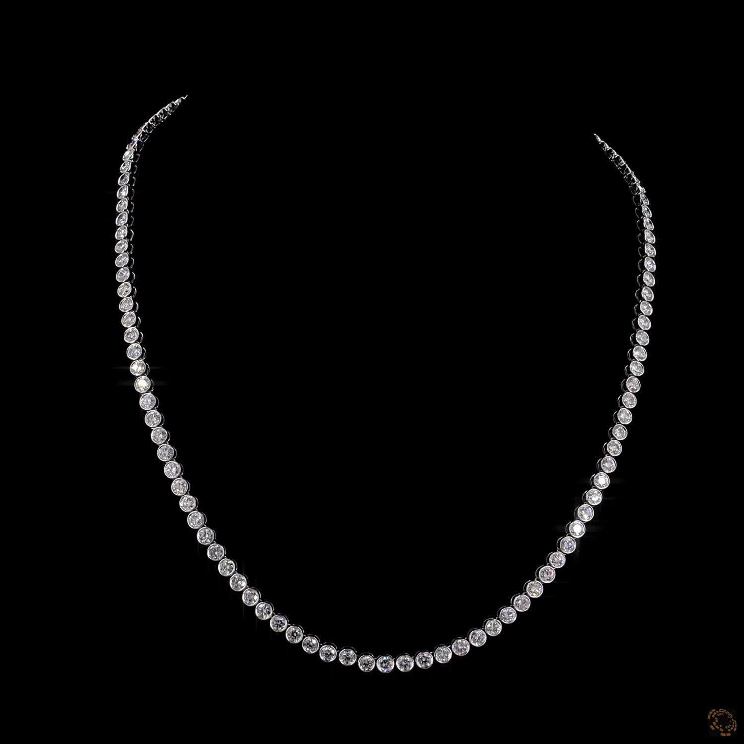 12.73 Ct Full Bezel Round Lab-Grown Diamond Eternity Riviera Necklace (Copy)