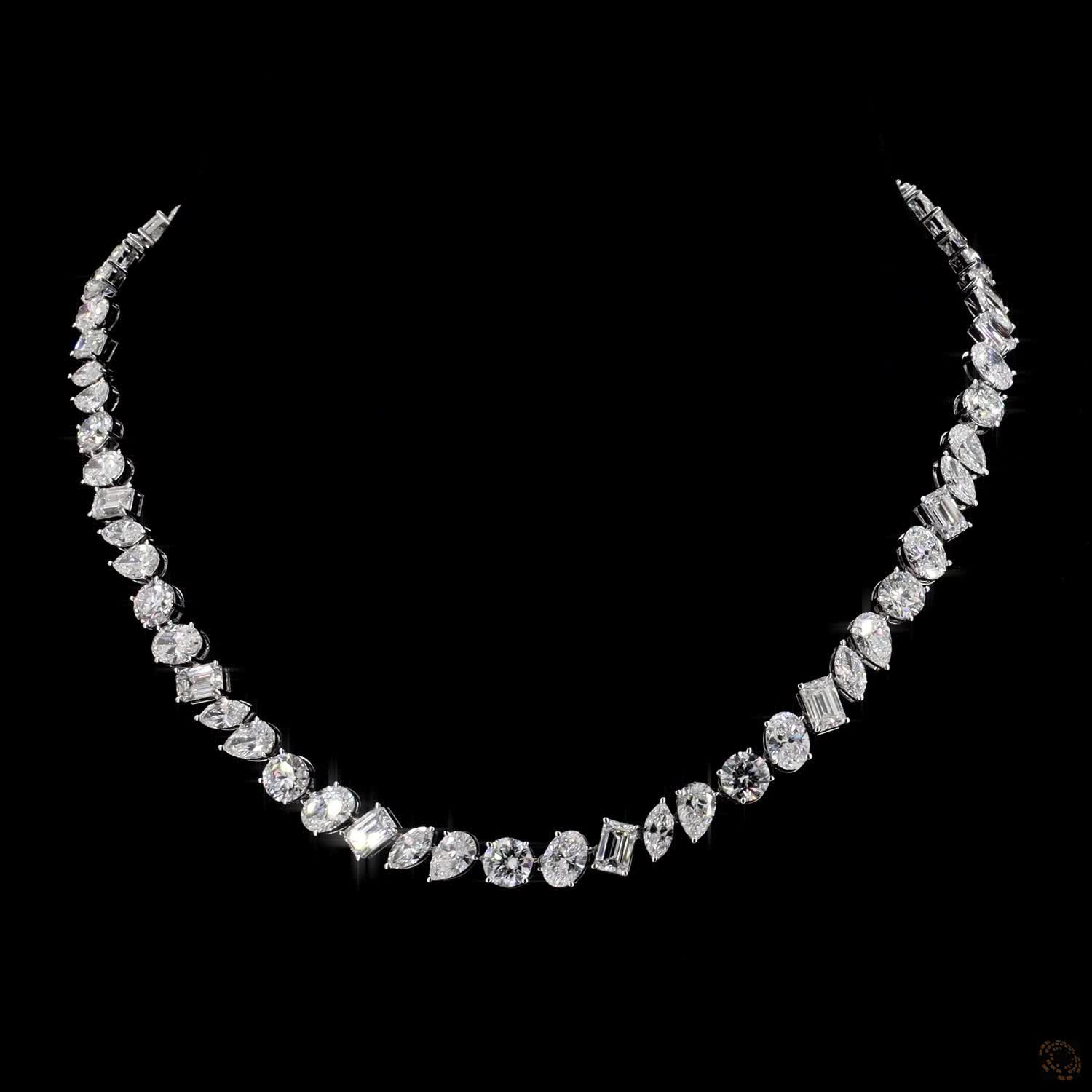 40.61 Ct High-clarity multi-shape diamonds, including round brilliant, oval, emerald, marquise, and pear cuts