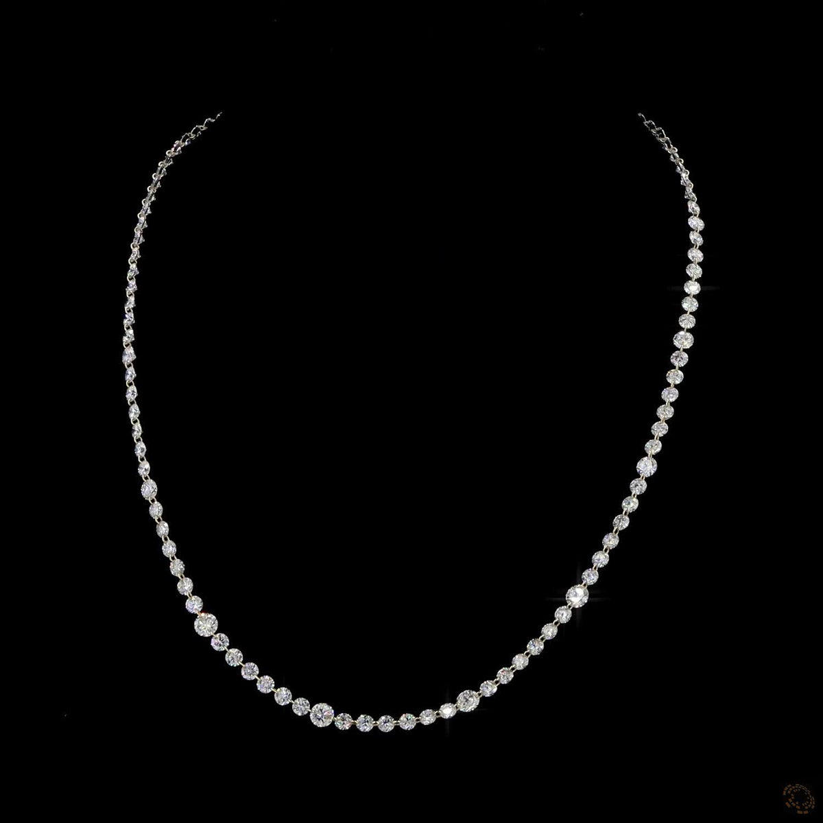 21.6 Ct Delicately Graduated Round Cut Lab-Grown Diamond Tennis Necklace in 14K Yellow Gold