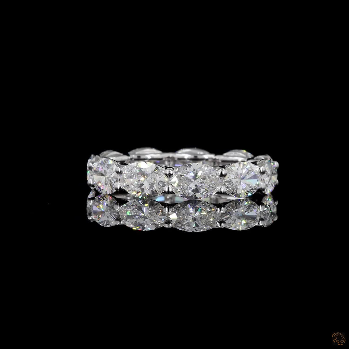 5.23 Ct East West Oval Diamond Eternity Band, Horizontal Oval Cut Wedding Band, East-West Oval Eternity Ring, Scalloped Basket Oval Band