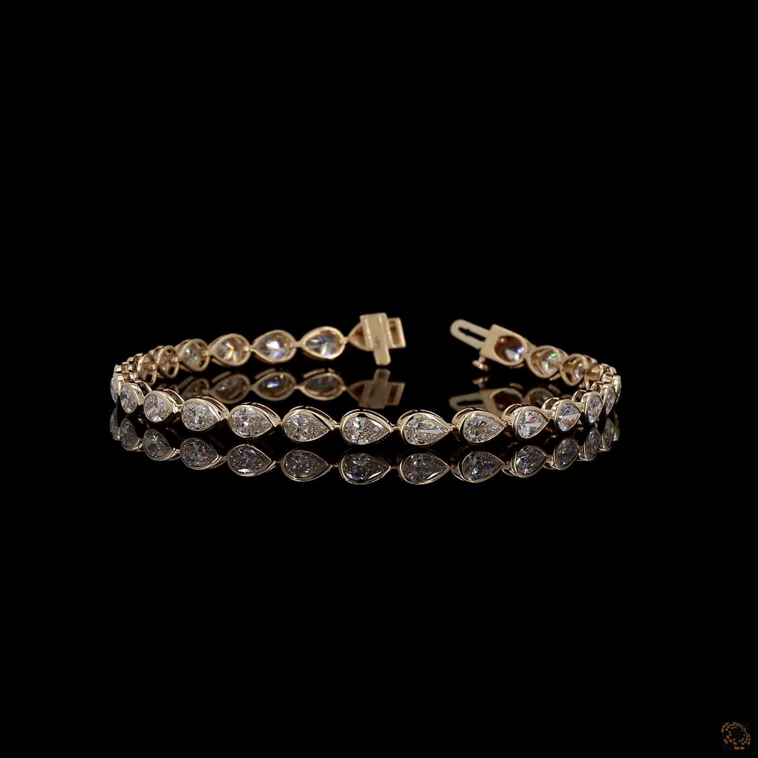 6.29 Ct Gold-Tone Teardrop Crystal Tennis Bracelet – Elegant Sparkling Link Bracelet for Women