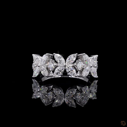  1.01 Ct Flower Shaped Round & Marquise Cut Half Eternity Wedding Band