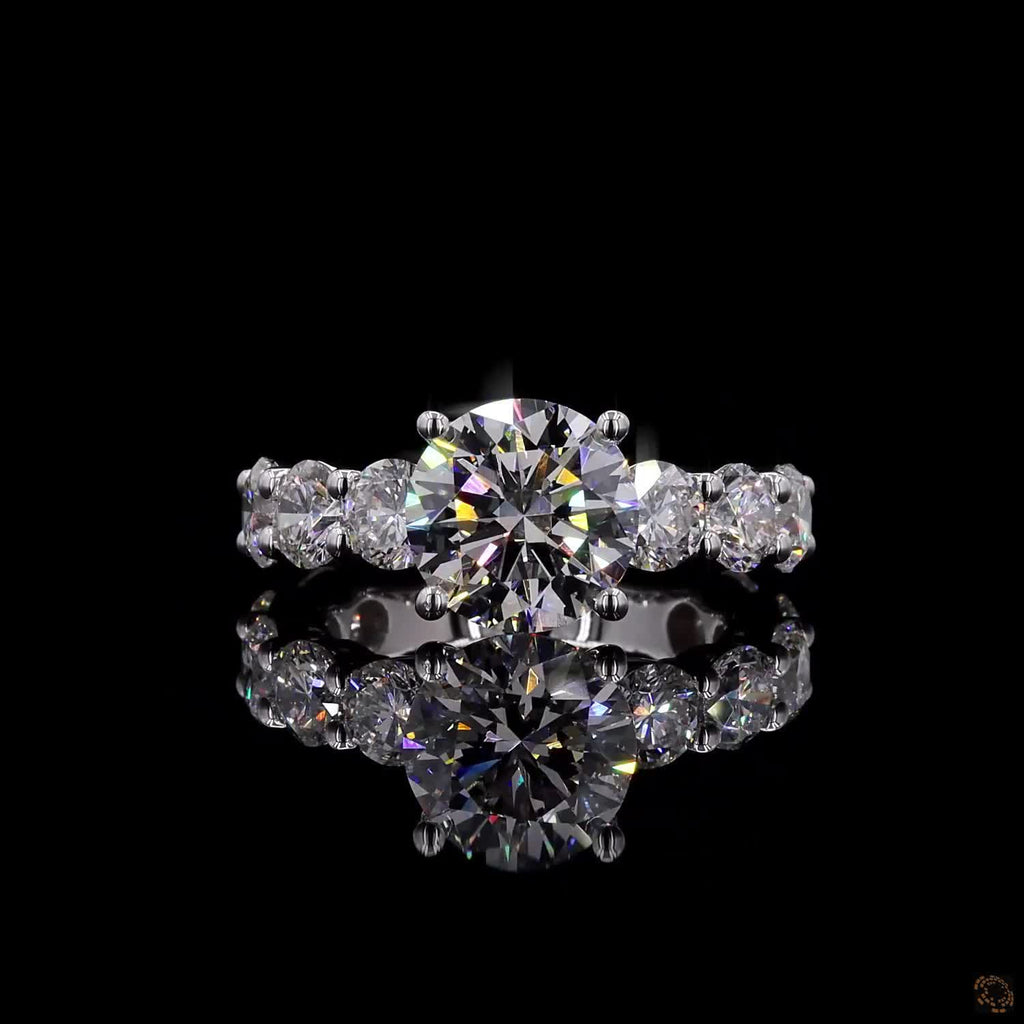 5.45 Ct Round Cut Lab Grown Diamond Ring  Pave Engagement Ring