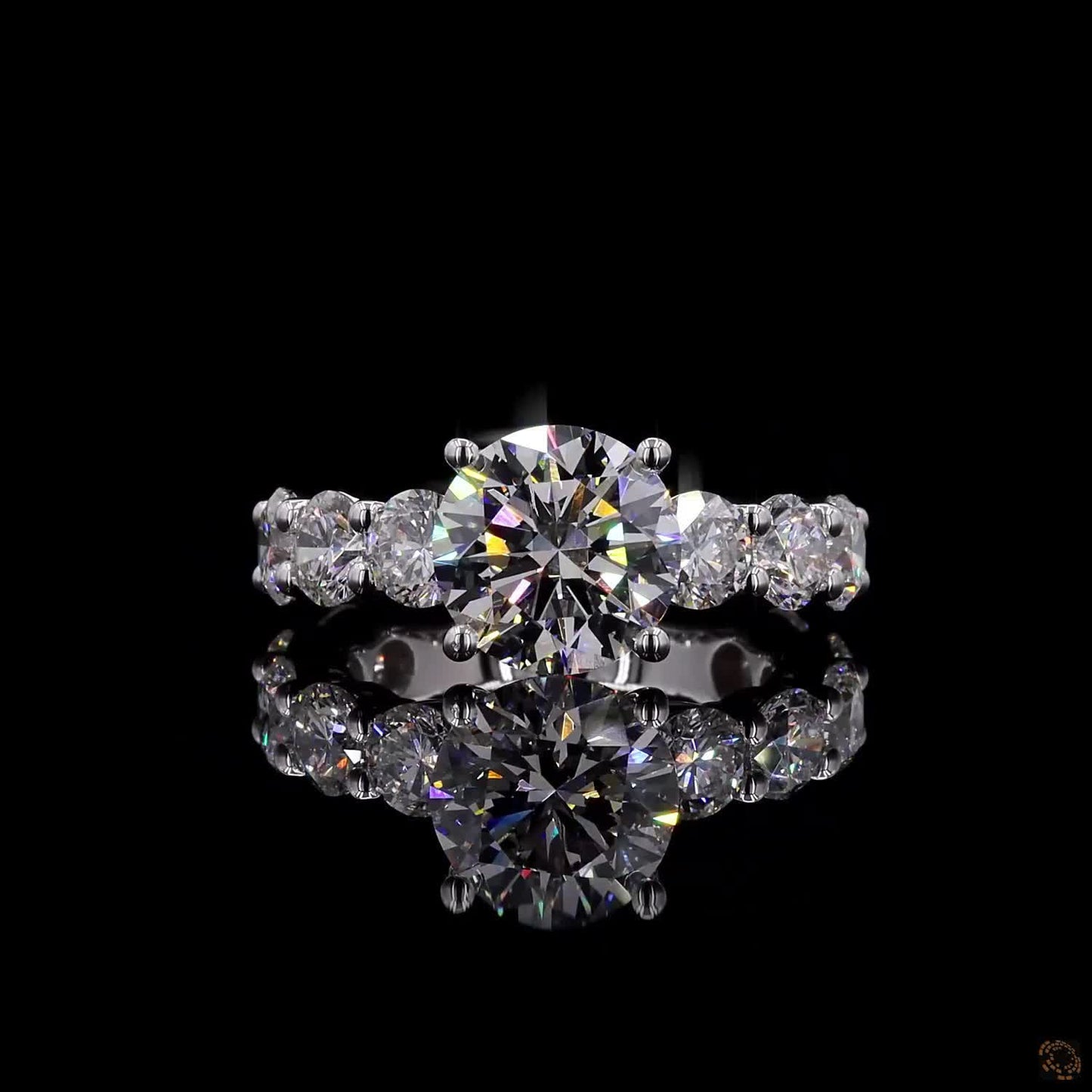 5.45 Ct Round Cut Lab Grown Diamond Ring  Pave Engagement Ring