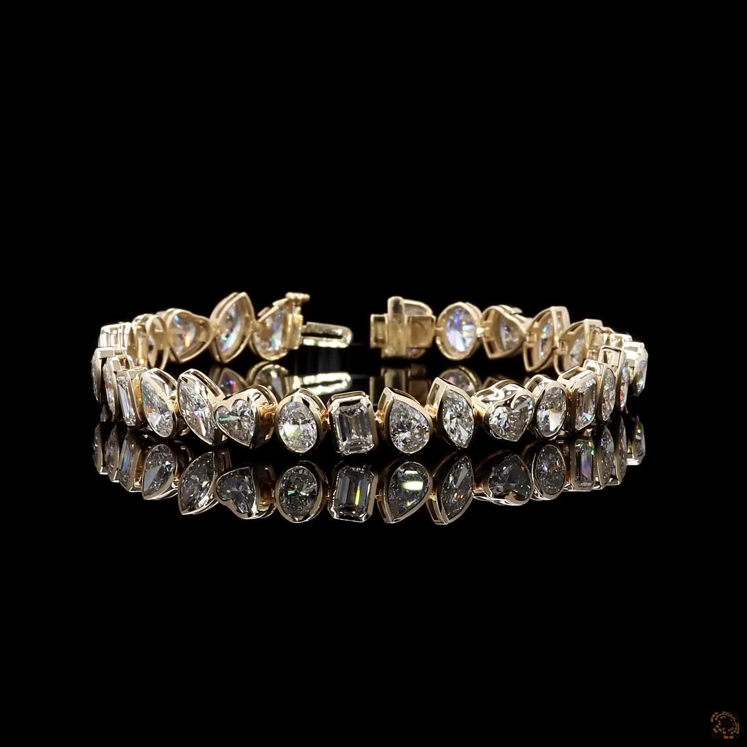 16.49 Ctw Multi-shape diamond Bezel bracelet Mutishape Bezel