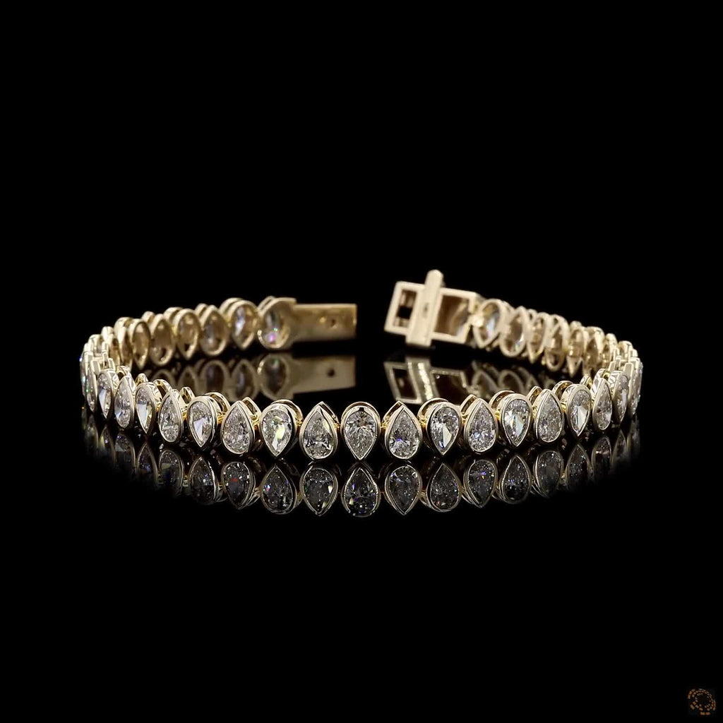 10.27Ct Pear Cut Lab Grown Diamond Bracelet in 14k Yellow Gold