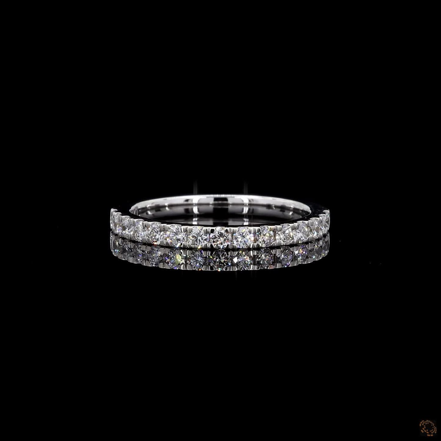 0.37 Ct Wedding Band Ring Round Real Diamond 14k White Gold Plated Silver