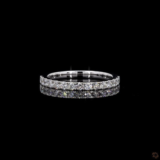 0.37 Ct Wedding Band Ring Round Real Diamond 14k White Gold Plated Silver