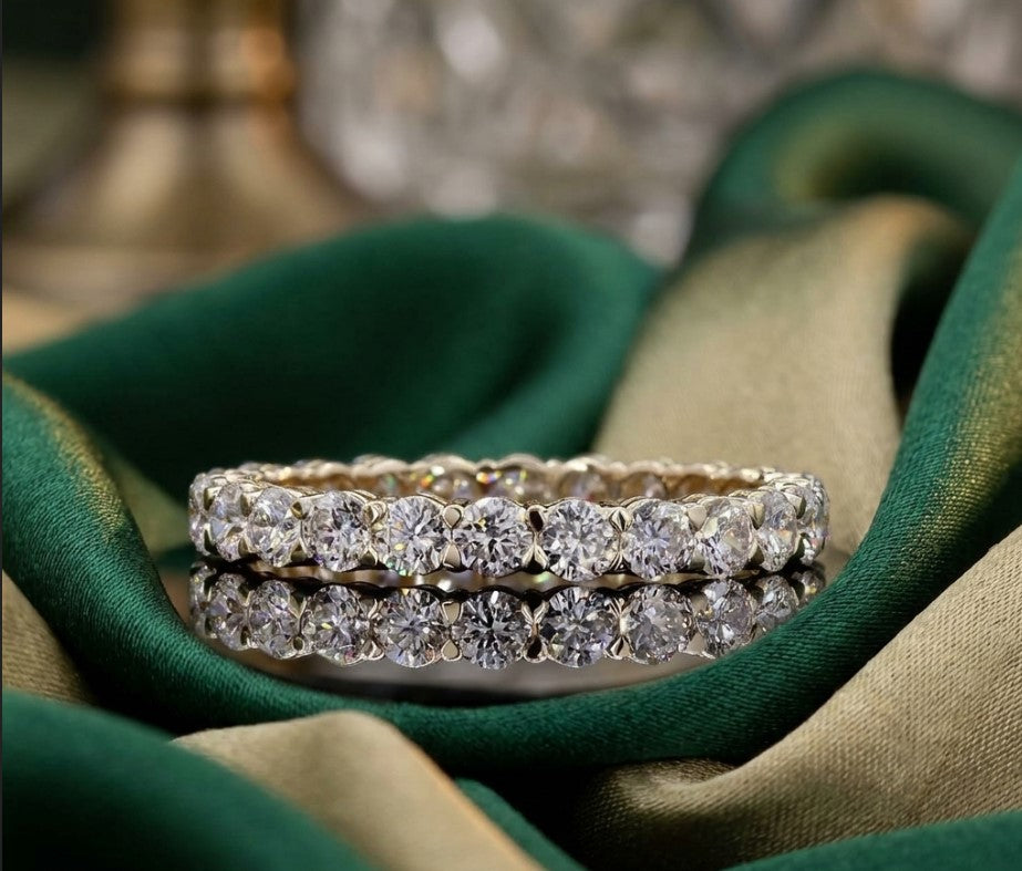 1.56 Ct 14K White Gold Round Brilliant Cut Diamond Eternity Wedding Band | Shared Prong Full Eternity Ring