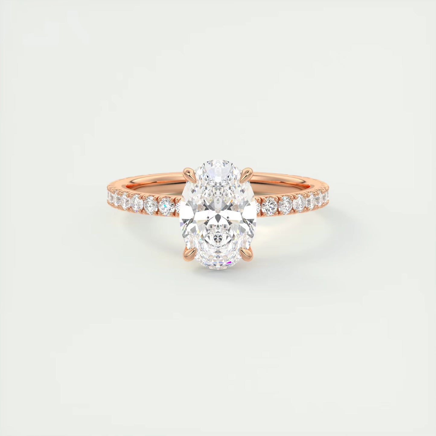 2.00 Ct Royale Pavé Oval Floral Basket 1.8mm French Set Pavé Ring
