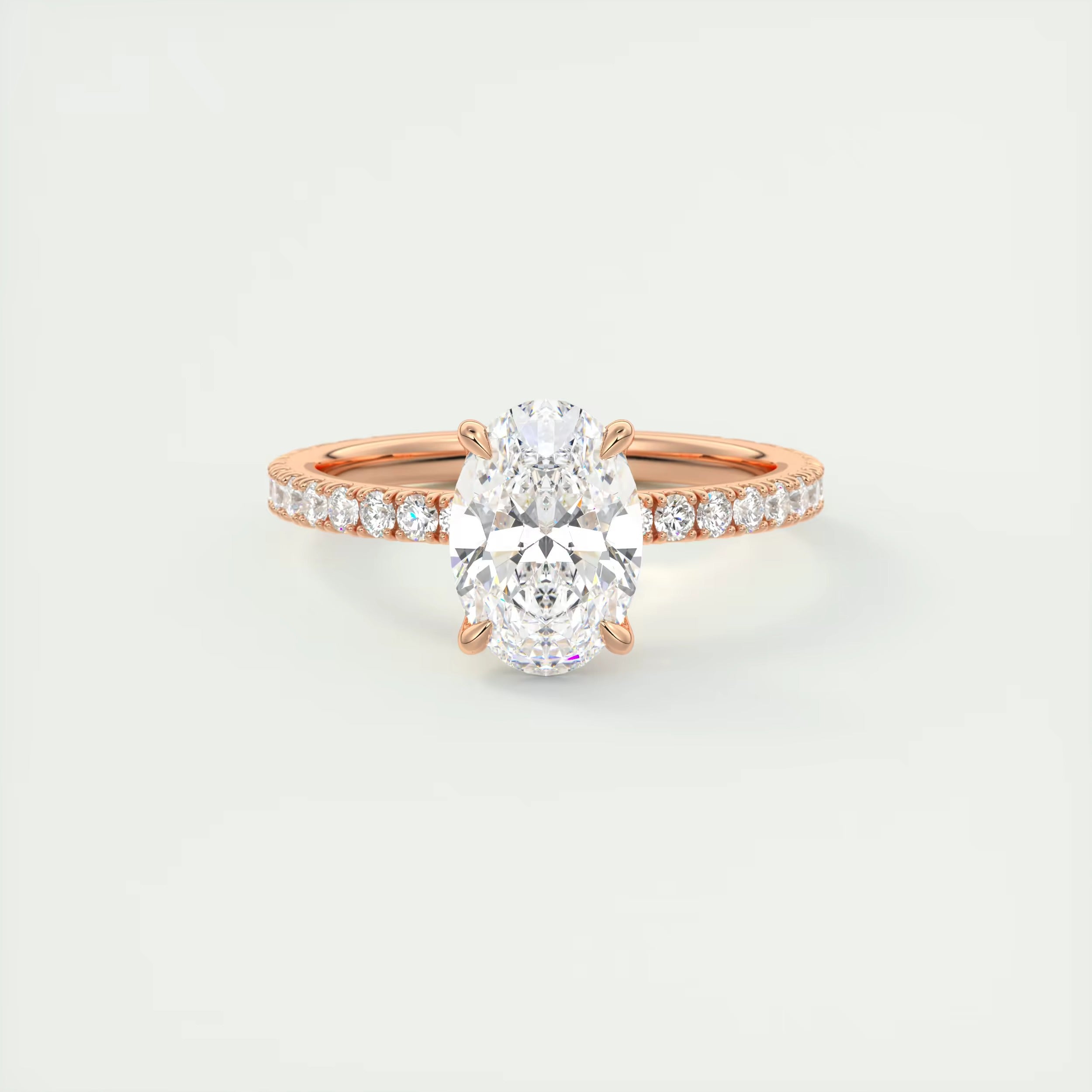 2.00 Ct Royale Pavé Oval Floral Basket 1.8mm French Set Pavé Ring