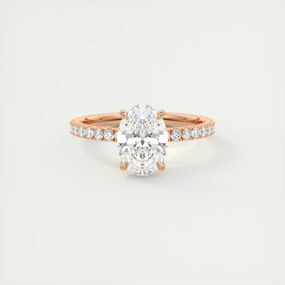 2.00 Ct Royale Pavé Oval Floral Basket 1.8mm French Set Pavé Ring