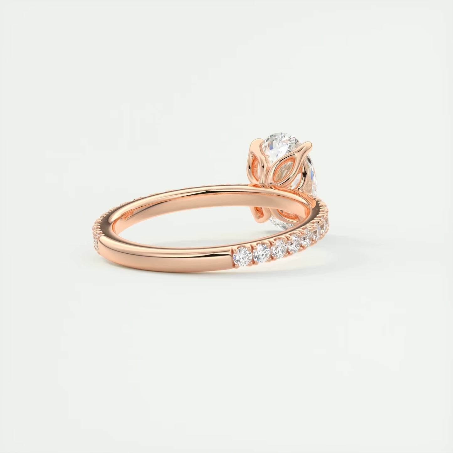 2.00 Ct Royale Pavé Oval Floral Basket 1.8mm French Set Pavé Ring