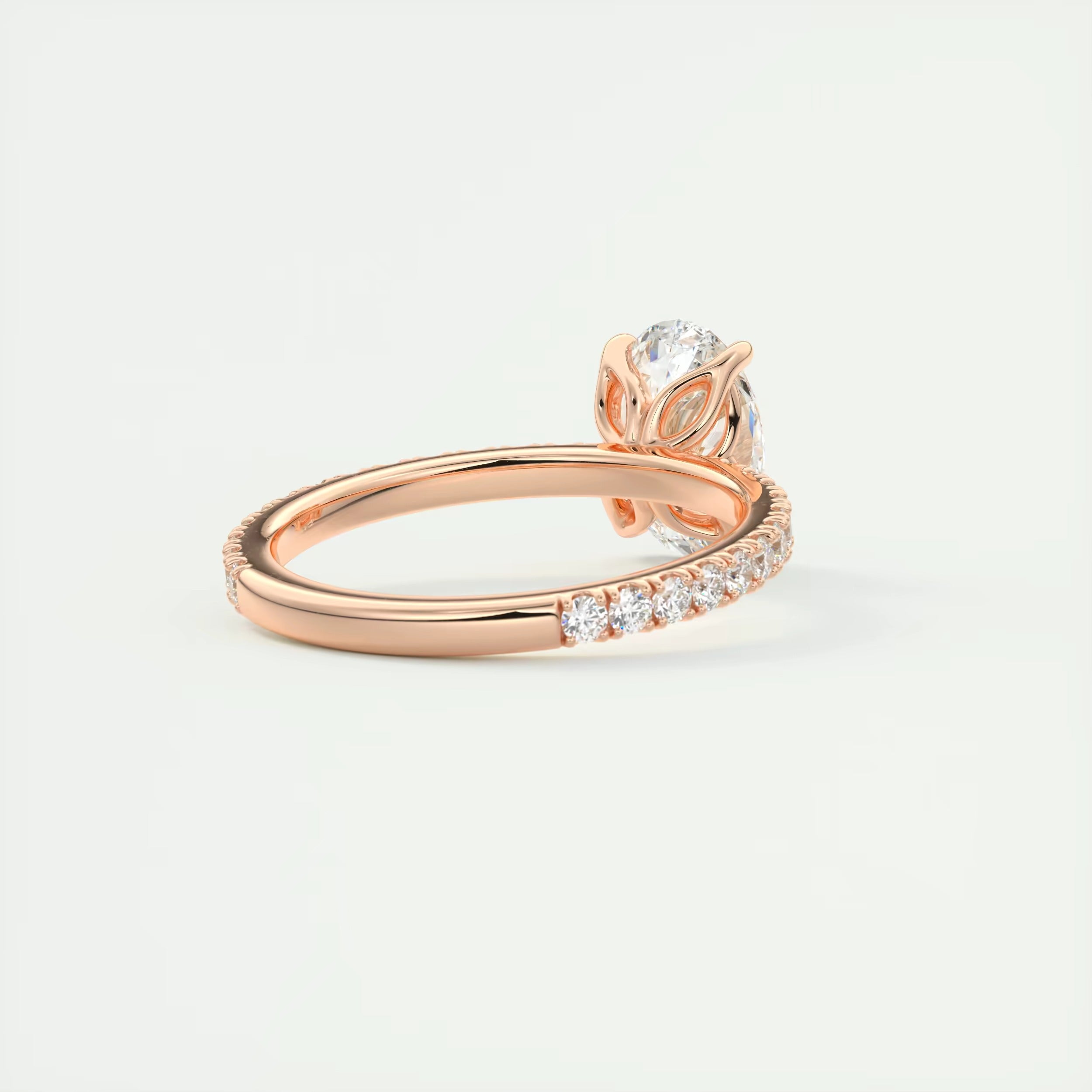 2.00 Ct Royale Pavé Oval Floral Basket 1.8mm French Set Pavé Ring