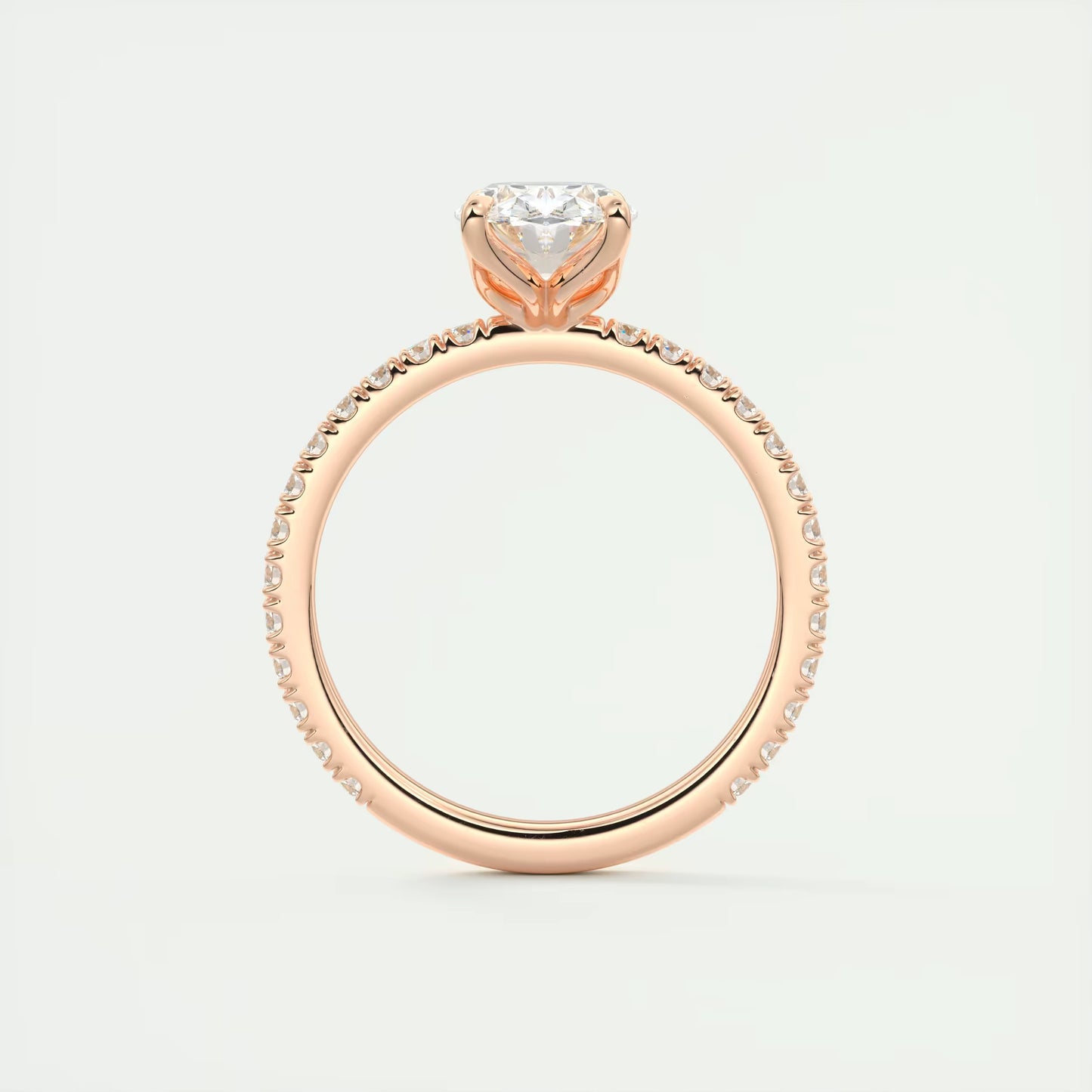 2.00 Ct Royale Pavé Oval Floral Basket 1.8mm French Set Pavé Ring