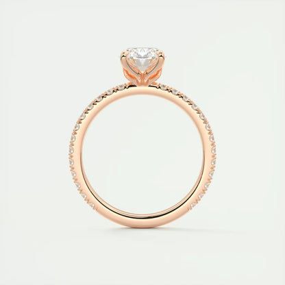 2.00 Ct Royale Pavé Oval Floral Basket 1.8mm French Set Pavé Ring