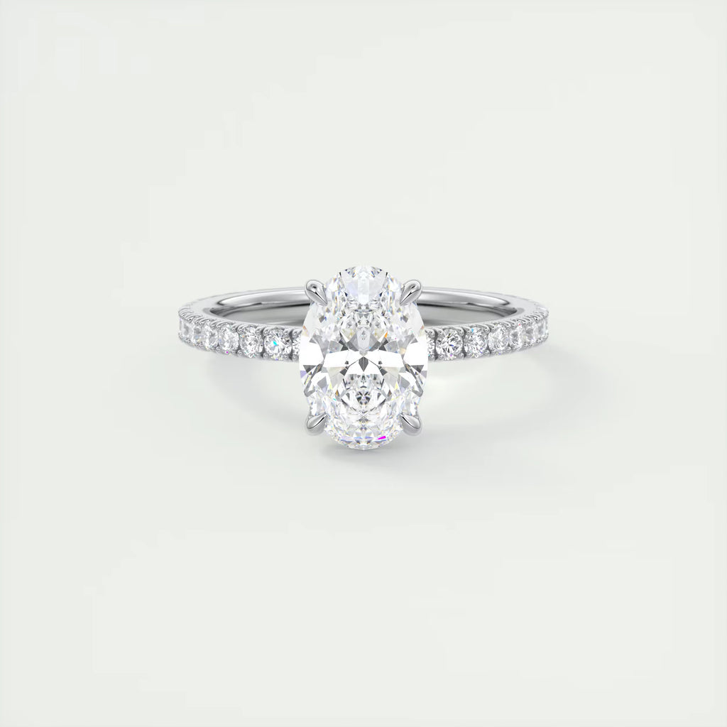 2.00 Ct Royale Pavé Oval Floral Basket 1.8mm French Set Pavé Ring