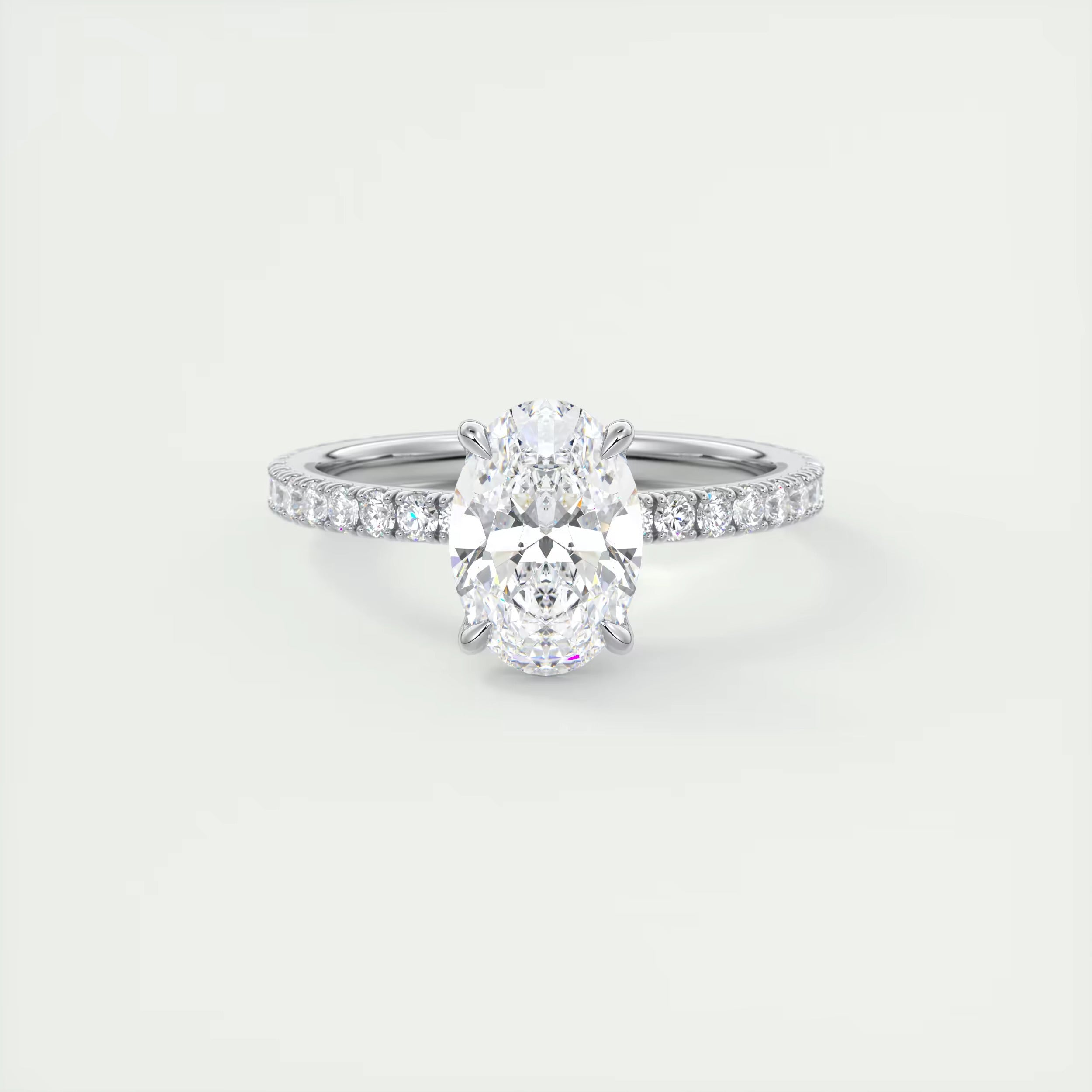 2.00 Ct Royale Pavé Oval Floral Basket 1.8mm French Set Pavé Ring