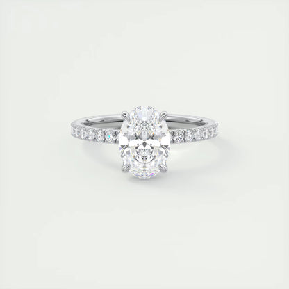 2.00 Ct Royale Pavé Oval Floral Basket 1.8mm French Set Pavé Ring
