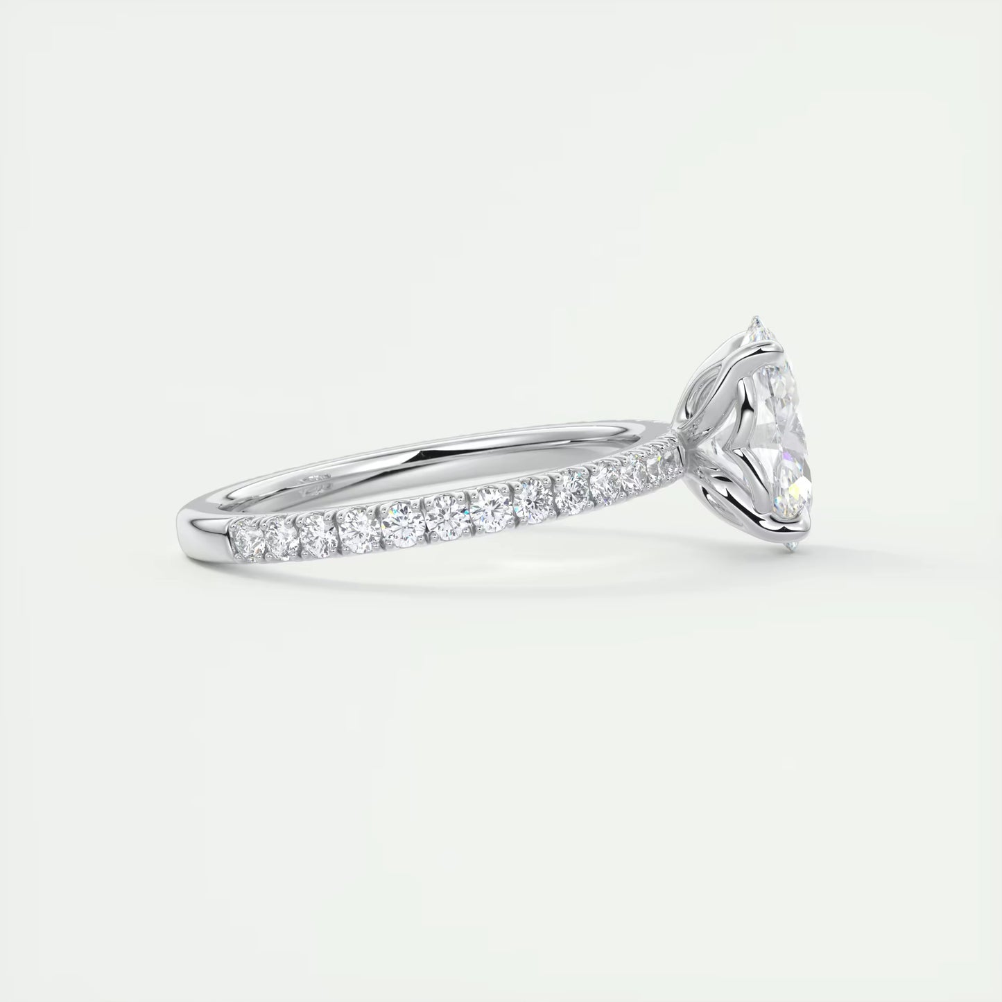 2.00 Ct Royale Pavé Oval Floral Basket 1.8mm French Set Pavé Ring