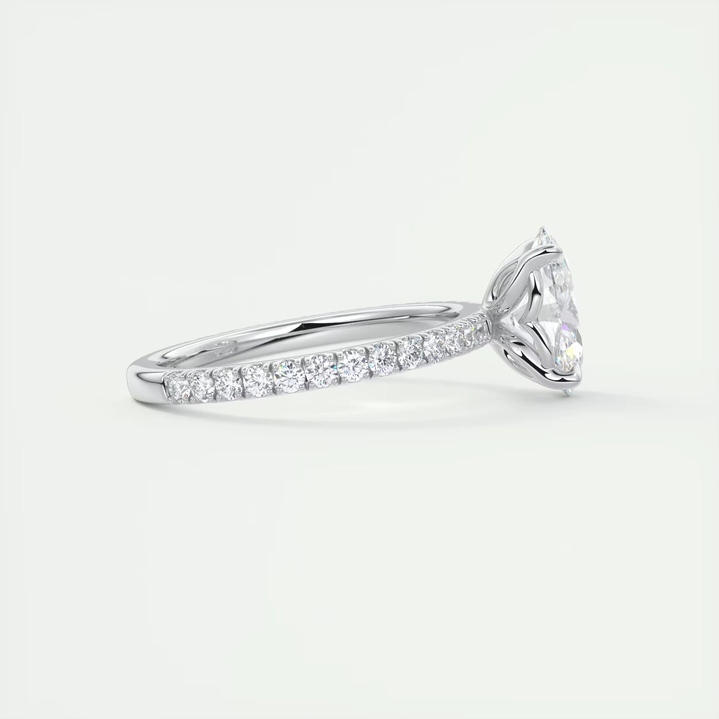 2.00 Ct Royale Pavé Oval Floral Basket 1.8mm French Set Pavé Ring