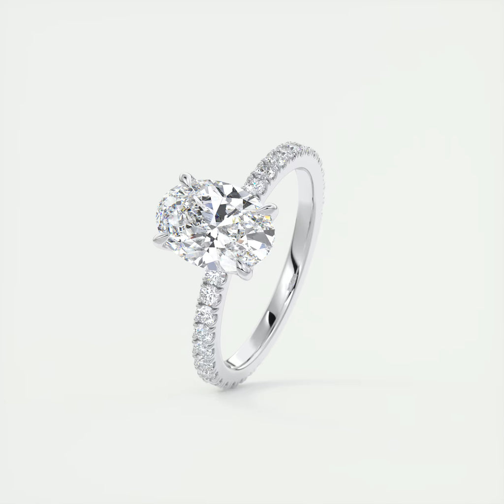 2.00 Ct Royale Pavé Oval Floral Basket 1.8mm French Set Pavé Ring