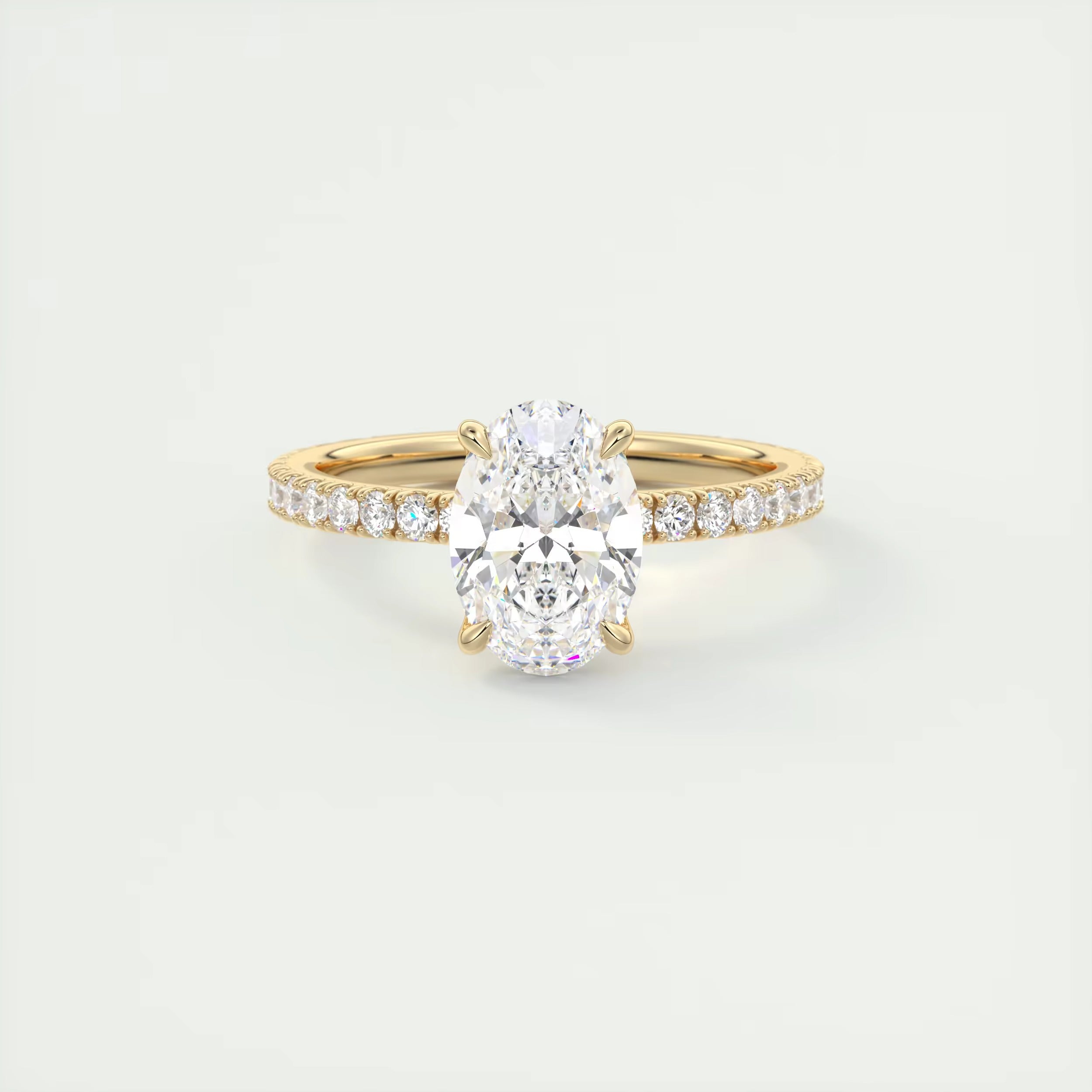 2.00 Ct Royale Pavé Oval Floral Basket 1.8mm French Set Pavé Ring