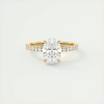 2.00 Ct Royale Pavé Oval Floral Basket 1.8mm French Set Pavé Ring