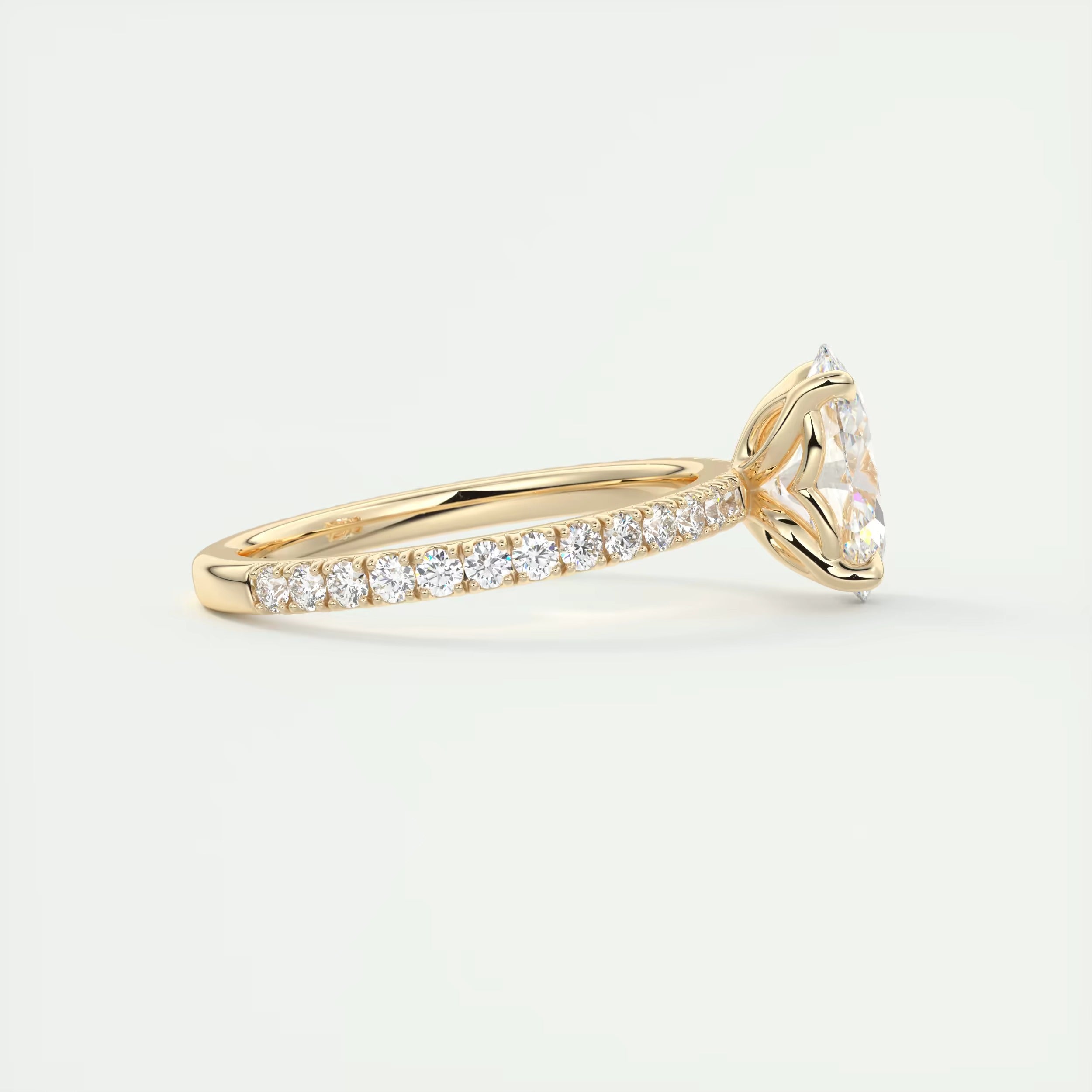 2.00 Ct Royale Pavé Oval Floral Basket 1.8mm French Set Pavé Ring