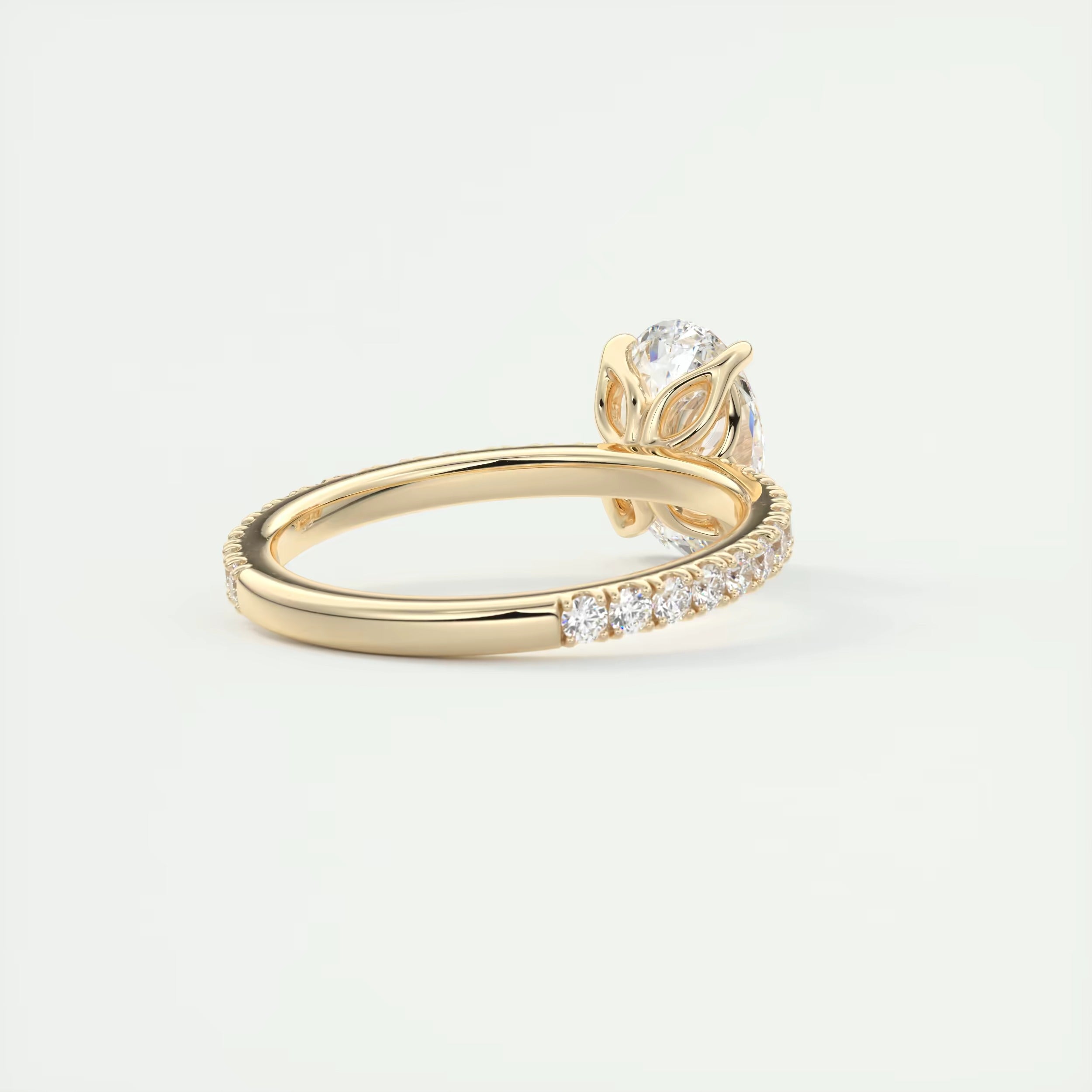 2.00 Ct Royale Pavé Oval Floral Basket 1.8mm French Set Pavé Ring