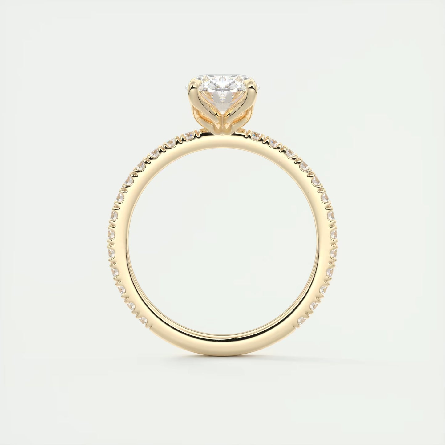 2.00 Ct Royale Pavé Oval Floral Basket 1.8mm French Set Pavé Ring