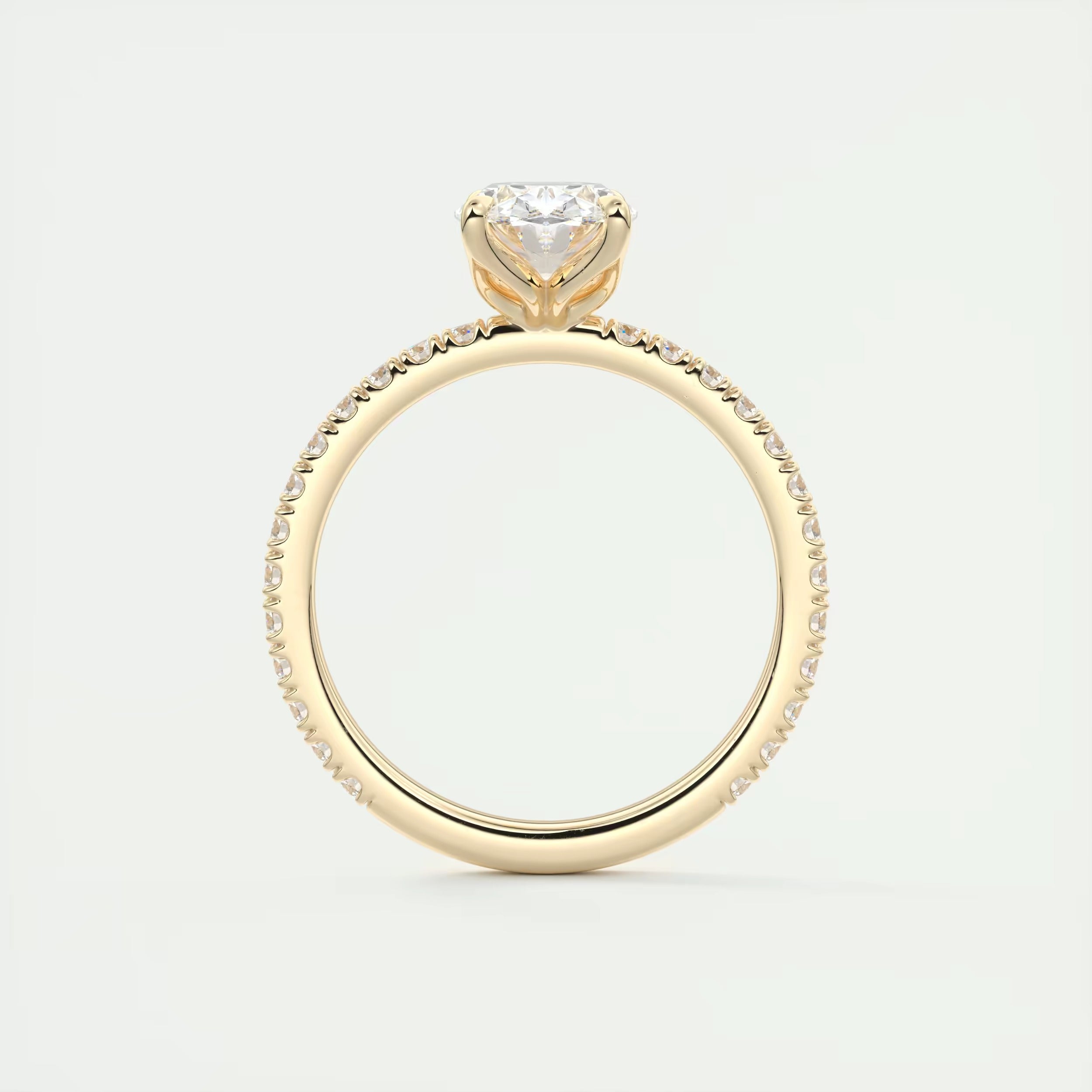 2.00 Ct Royale Pavé Oval Floral Basket 1.8mm French Set Pavé Ring