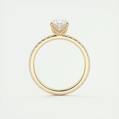 2.00 Ct Royale Pavé Oval Floral Basket 1.8mm French Set Pavé Ring