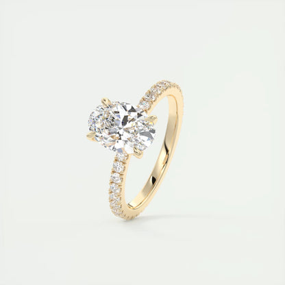 2.00 Ct Royale Pavé Oval Floral Basket 1.8mm French Set Pavé Ring