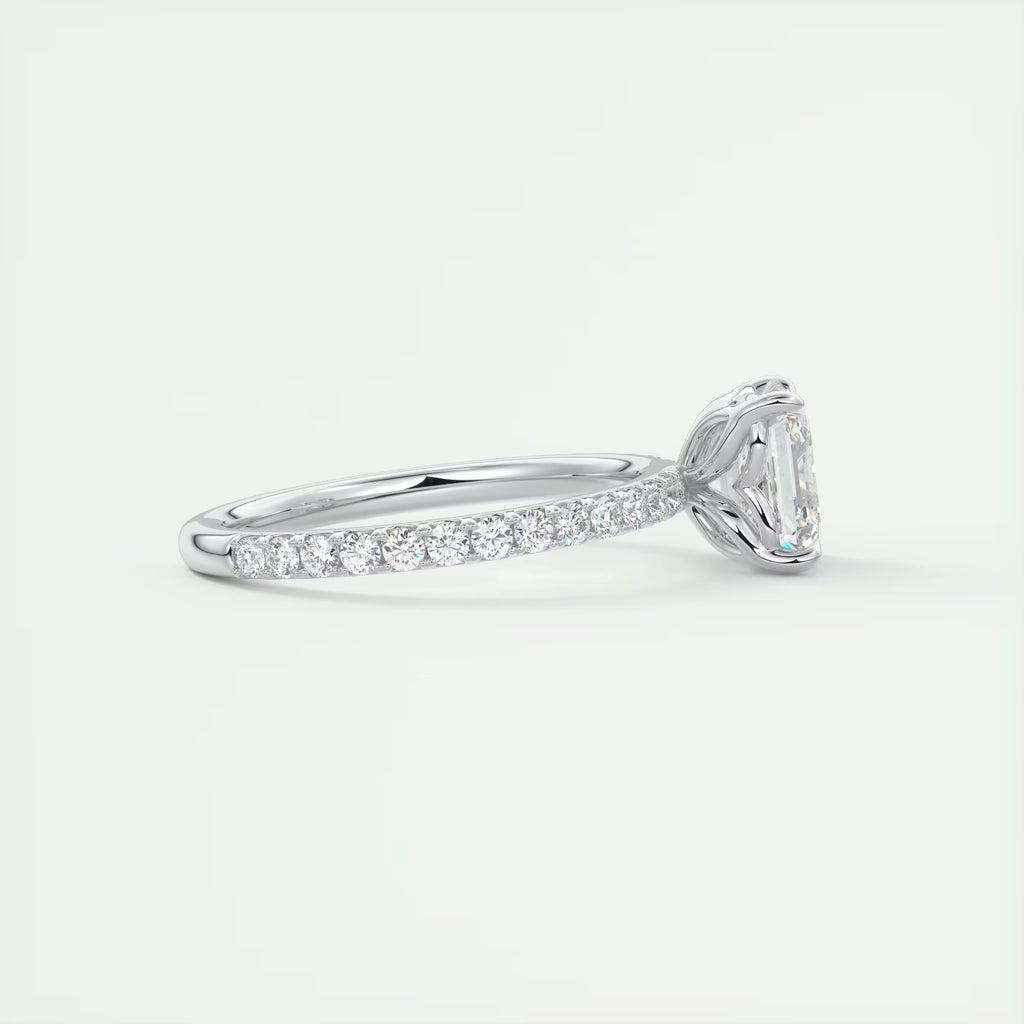 2.50 Ct Royale Pavé Asscher Floral Basket 1.8mm French Set Pavé Ring