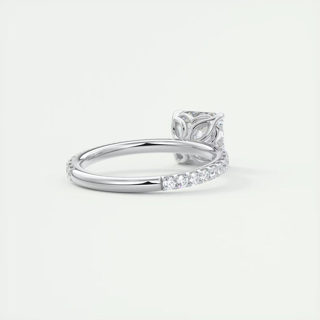 2.50 Ct Royale Pavé Asscher Floral Basket 1.8mm French Set Pavé Ring