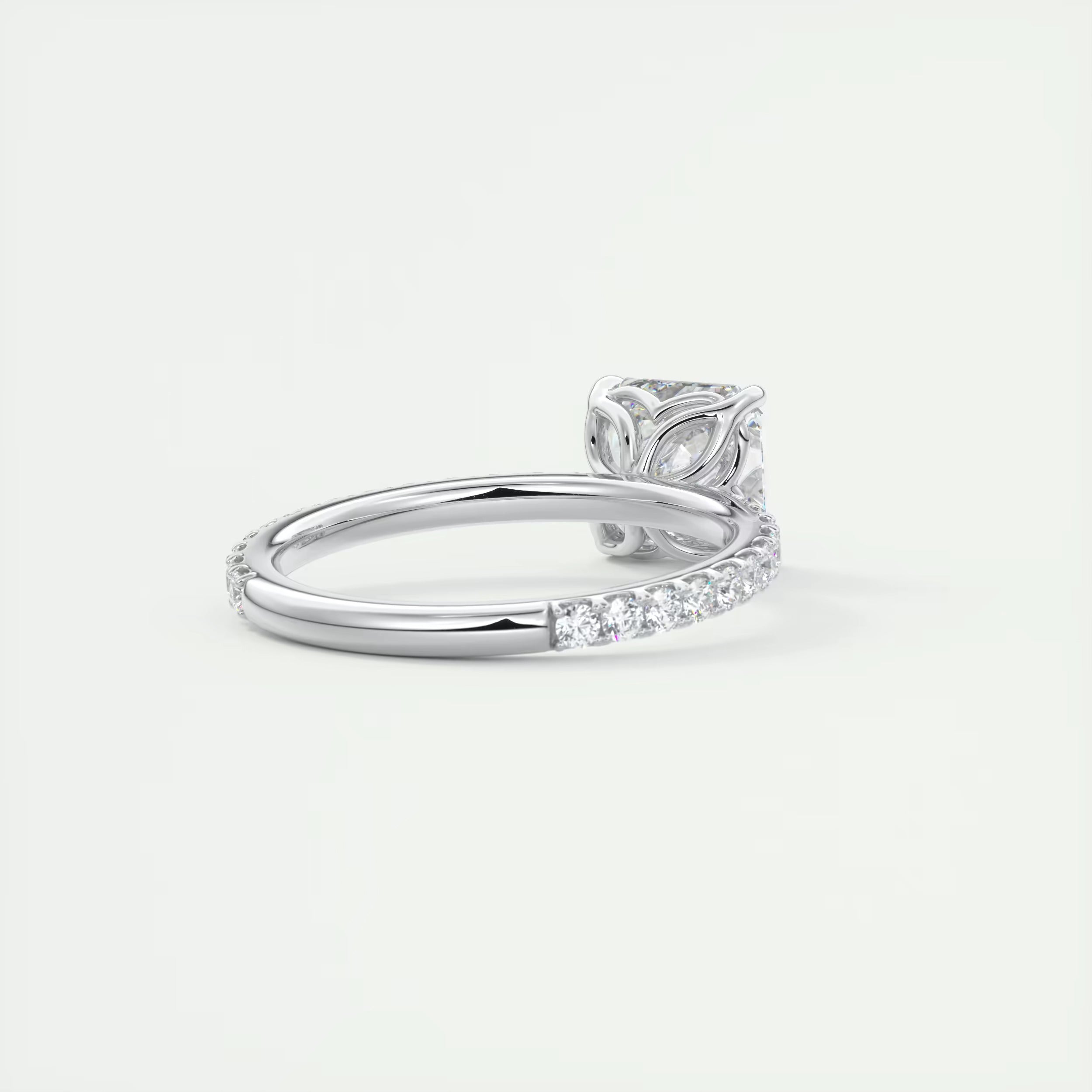 2.50 Ct Royale Pavé Asscher Floral Basket 1.8mm French Set Pavé Ring