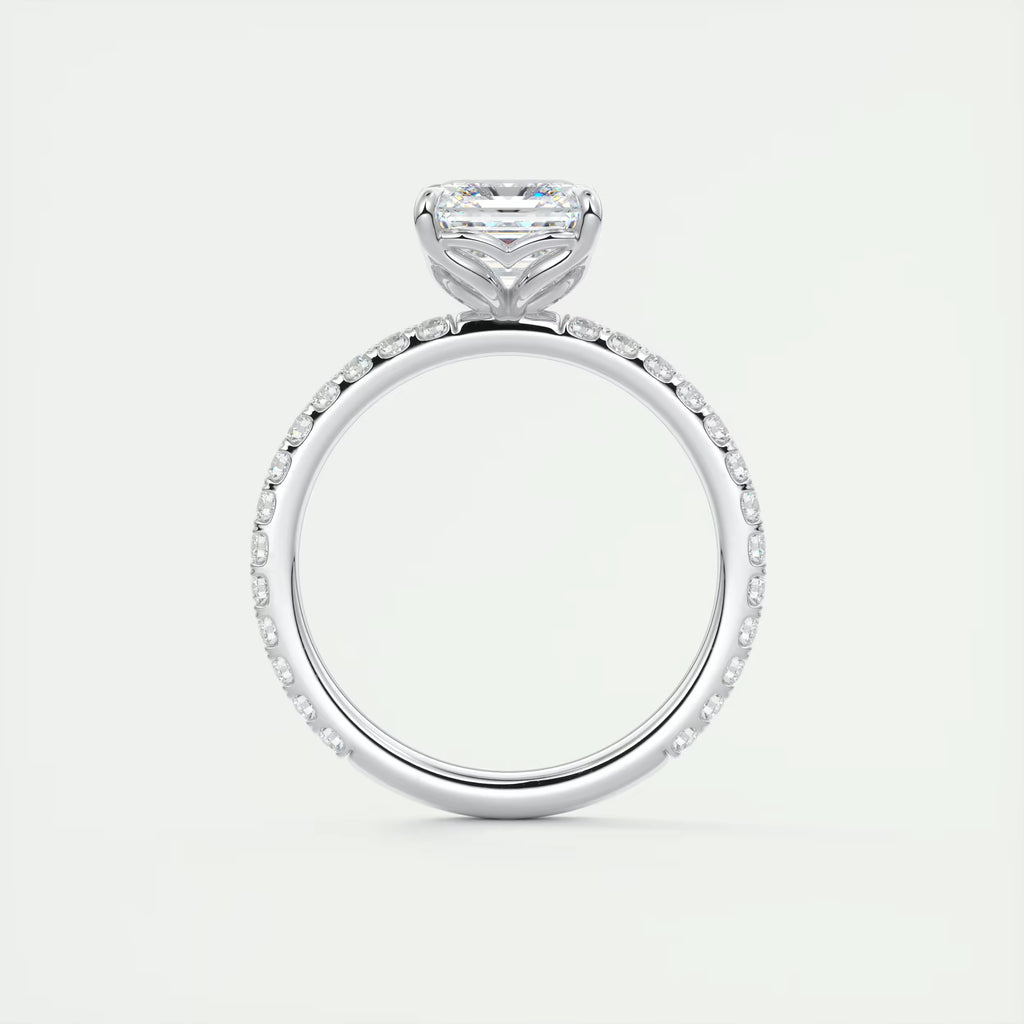 2.50 Ct Royale Pavé Asscher Floral Basket 1.8mm French Set Pavé Ring