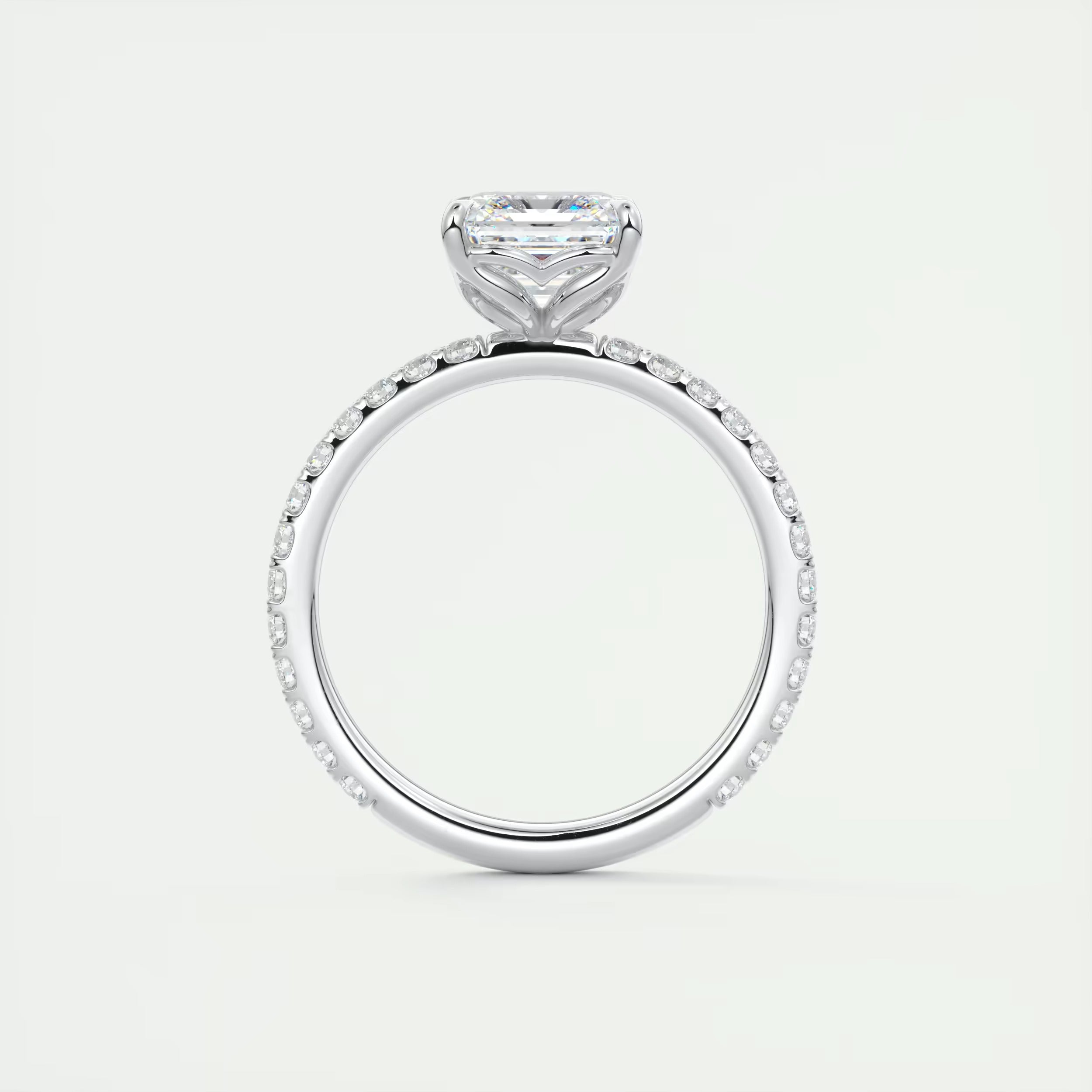 2.50 Ct Royale Pavé Asscher Floral Basket 1.8mm French Set Pavé Ring