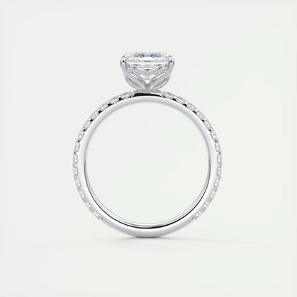 2.50 Ct Royale Pavé Asscher Floral Basket 1.8mm French Set Pavé Ring