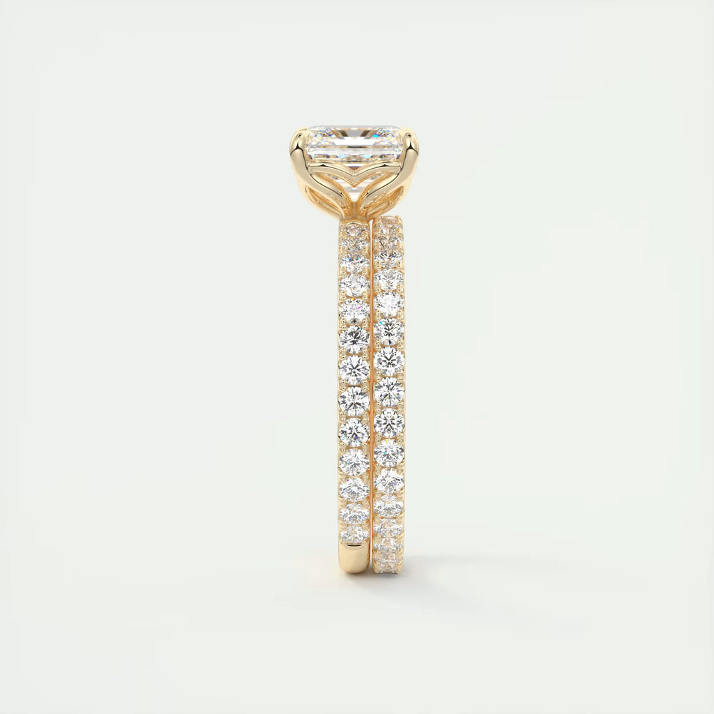 2.50 Ct Royale Pavé Asscher Floral Basket 1.8mm French Set Pavé Ring